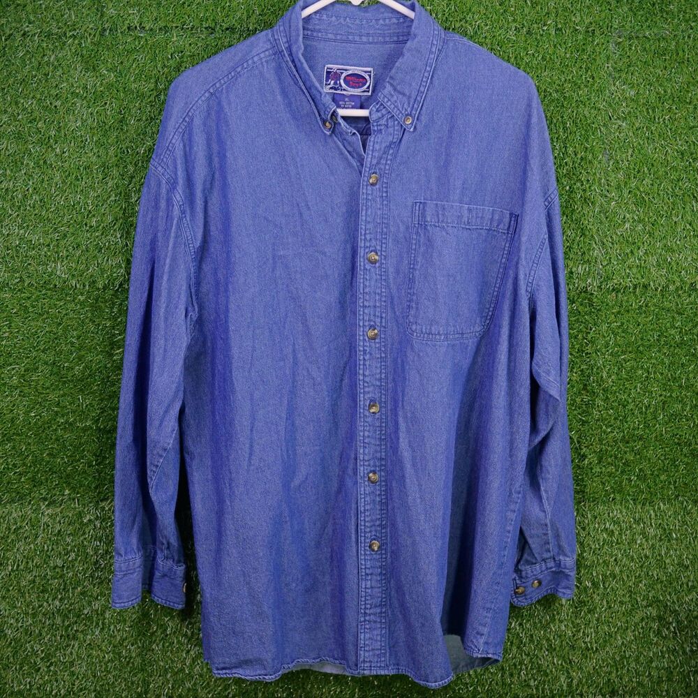 Vintage - Williams Bay Trading Co. Denim Blue Button Up Shirt - Men's Size XL